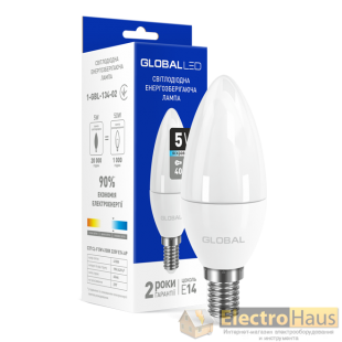 LED лампа GLOBAL C37 CL-F 5W яркий свет 220V E14 (1-GBL-134-02)